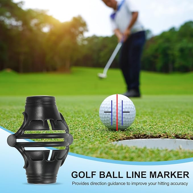 PATIKIL Golf Ball Marker Stencil 360 Degree Triple Track Golf Ball Alignment Marking Tool Line Drawing Marker with Marker Pens for Men Women