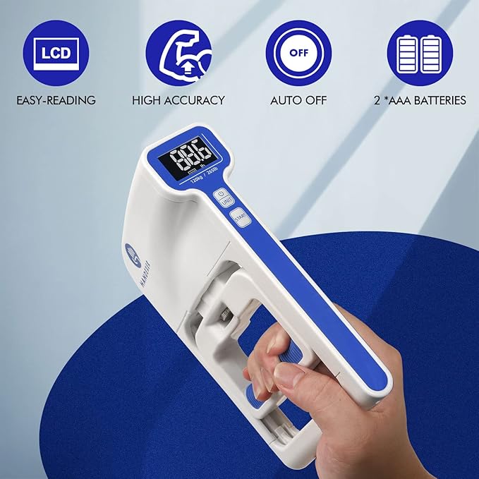 Grip Strength Tester 265lb/120kg, Digital Hand Dynamometer FDA Registered with Backlit LCD for Grip Strength Testing and Training