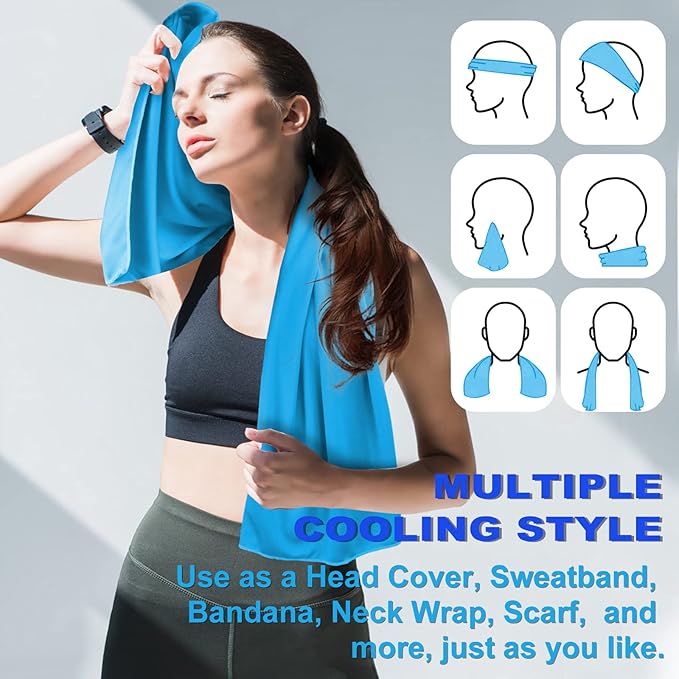 Cooling Towels 43.3" x 15.7" - Ice Towel, Sweat Towel, Cooling Towels for Neck & Face & Cooling Neck Wraps for Summer Heat - Neck Cooler for Quick Cool Down for Gym, Running, Golf, Yoga & Sports