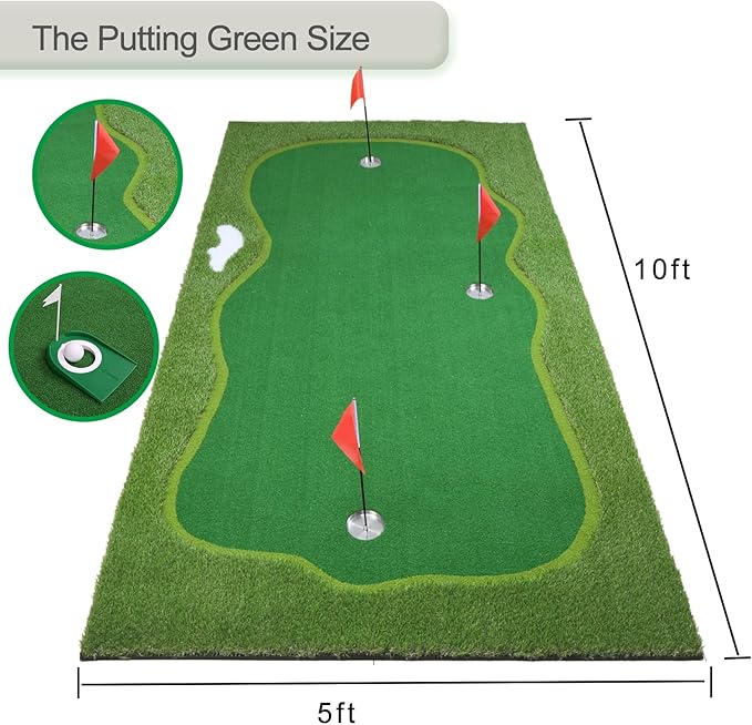 Golf Putting Green, Practice Putting Green Mat, Large Professional Golfing Training Mat for Indoor Outdoor…