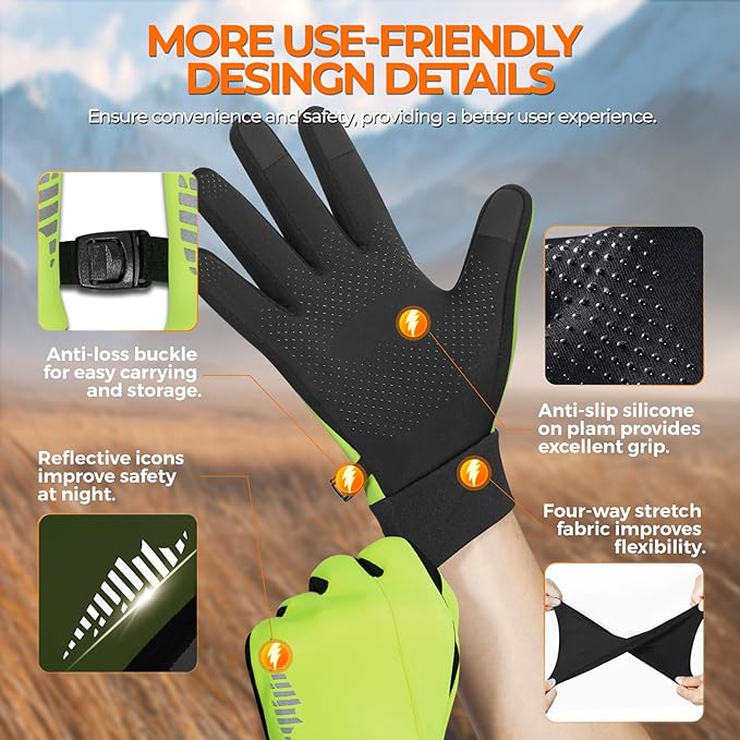 rivmount Winter Gloves Women Men for Cold Weather, Running Driving Cycling, Water-Resistant & Touch Screen, Snow Ski Gloves Liner, Warm Glove for Daily Work & Sports Outdoor
