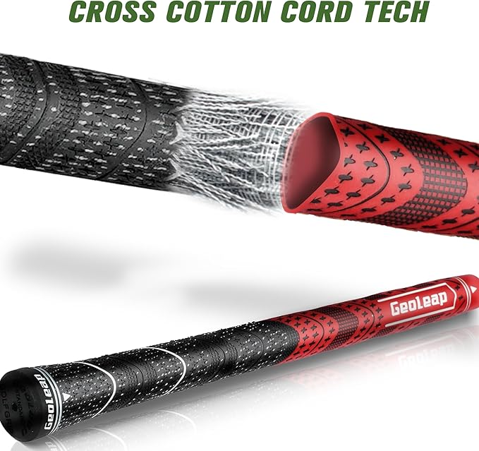 Geoleap Golf Grips Set of 13- Grips with Tapes and with All Repair Kits for Choice,Hybrid Golf Club Grips,Standard/Midsize,All Weather Contral, High Feedback & Traction.