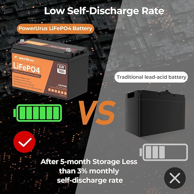 12V 100Ah LiFePO4 Lithium Battery with Smart APP, 4000-8000 Deep Cycle LiFePO4 Battery, Built-in 100A BMS, Wireless Real-Time Battery Monitor Function for RV, Marine, Off Grid Applications