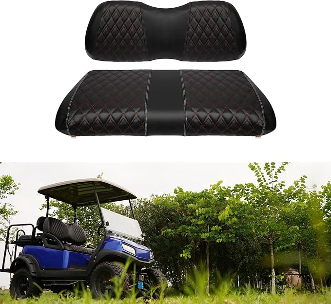Golf Cart Vinyl Replacement Seat Covers fits Club Car Precedent 2004+, Diamond Front Seat Cover Black Stitching Durable Breathable & Easy to Clean