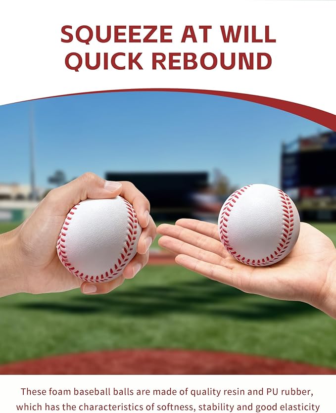 Tarutaru 20 Pack Foam Balls for Baseballs & Softballs - Soft Practice Baseballs for Hitting, Pitching, Batting Training, Indoor & Outdoor Sport Diameter 2.83in