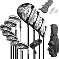 PGM Men's Complete Golf Club Sets - 12 Pieces - 3 Wood (#1,3,5), 1 Hybrid (#4H), 6 Irons(#5,6,7,8,9,PW), 1 Sand Wedge (52°), 1 Putter - Golf Stand Bag - Titanium Club Head, Graptlite Shaft