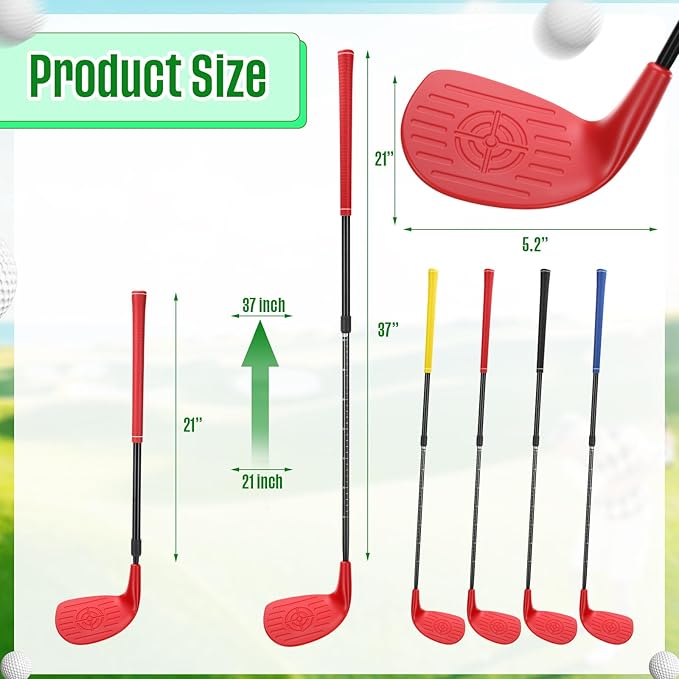 Realspring 4 Pack Backyard Golf Club Set Adjustable Golf Club for Backyard Game Plastic Chipping Clubs Hit Plastic Balls Outdoor Indoor Training Practice Gift(Right Hand)