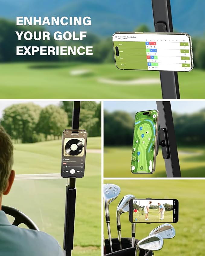 A2C Upgraded Magnetic Golf Cart Phone Holder for MagSafe iPhone 17 Pro Max 16 15 14 13 12 Fits EZGO Club Car Yamaha Icon, Golf Accessories for Men Father Dad 2025 Stocking Stuffers Ideas Golf Gifts