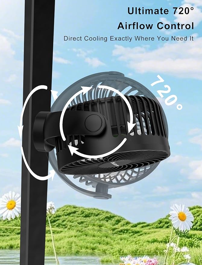 2-Pack Magnetic Golf Cart Fan Rechargeable with Carrying Case, 12000mAH Battery Portable Fan with Magnetic Base, Suitable for EZGO Club Car Yamaha, Golf Cart & Cruise Ship Accessories