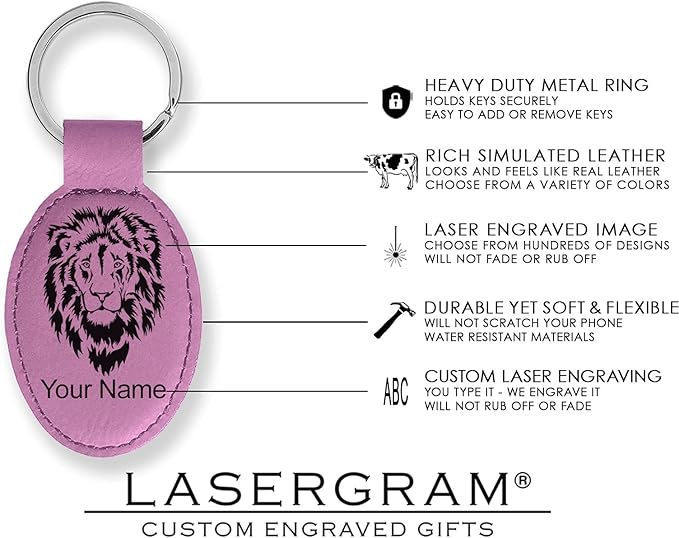 LaserGram Oval Keychain, Golfer Golfing, Personalized Engraving Included (Pink)