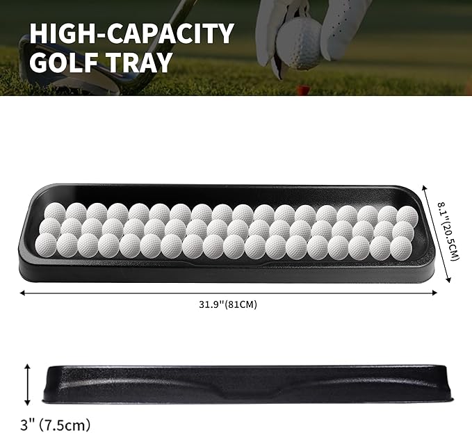 Durable Commercial Grade high-Impact Plastic Golf Ball Tray (Holds 100 Balls), Records Swing Motion, Quality Guaranteed, high-Impact Tray Compatible with Any Hitting mat.