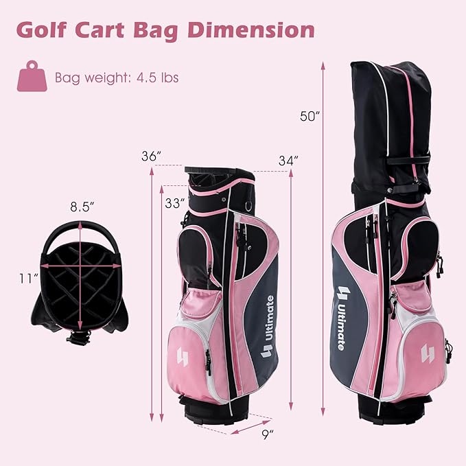 Tangkula 9/10/12 Pieces Women's Complete Golf Clubs Set, Golf Club Package Set with 460CC Driver, Fairway Wood & Hybrid, Irons, Putter, Portable Regular Golf Club Set