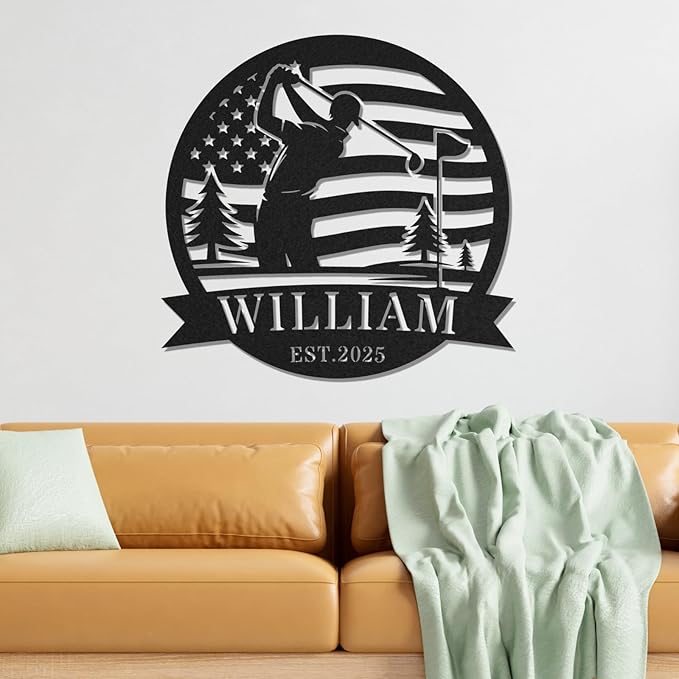 Personalized Golf Metal Wall Art, Vintage Golf Wall Decor, Custom Signs Outdoor Metal, 19th Hole Home Decor for Man Cave Garage Bar Club, Personalized Gifts for Men Dad Father