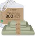 Threadmill Luxury 800 Thread Count King 100% Cotton Sheets - Sage Green Sateen Weave Bed-Sheets, Better Than Egyptian Cotton, 4 Pc Solid Soft Bed Set, Fits 16" Deep Pocket