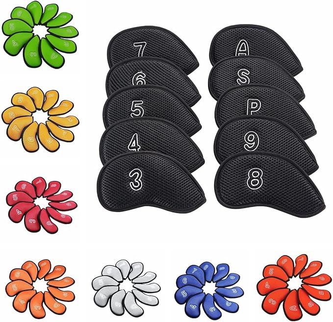 10Pcs/Pack New Meshy Golf Iron Covers Set Golf Club Head Cover Fit Most Irons