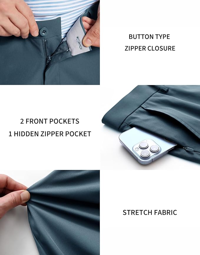 M MAELREG Golf Pants Men Quick Dry - 30"/32"/34" Stretch Lightweight 5 Pockets Water-Resistant Casual Mens Dress Pants