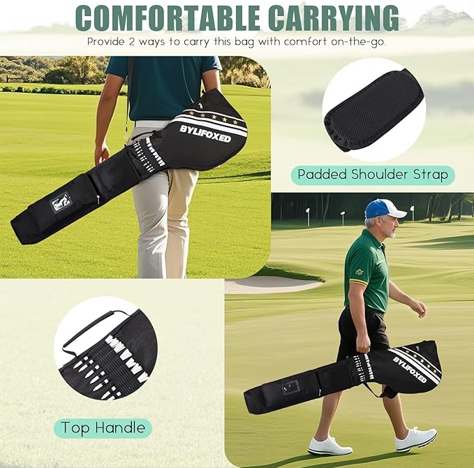 Par 3 Golf Carry Bag for Short Game,Sunday Golf Bag for Men,Small Golf Bag with Thick Foam Protection,Fit Up to 5-8 Clubs