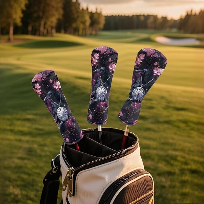 Golf Club Head Covers for Club Protective, Waterproof PU Leather Driver Fairway Wood Hybrid Head Cover