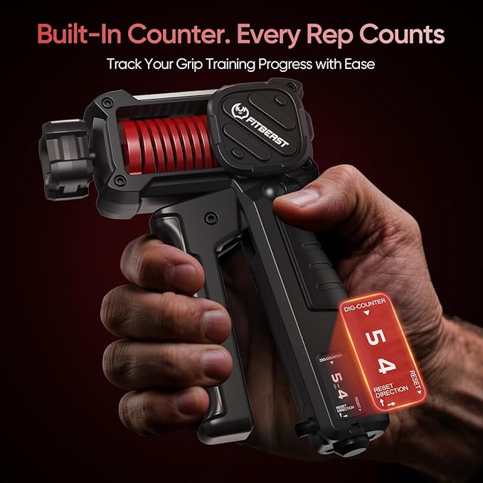 FitBeast Grip Strength Trainer with Built-In Counter, Adjustable Hand Gripper Strengthener 30–130LB, Forearm Strengthener for Office & Home Training