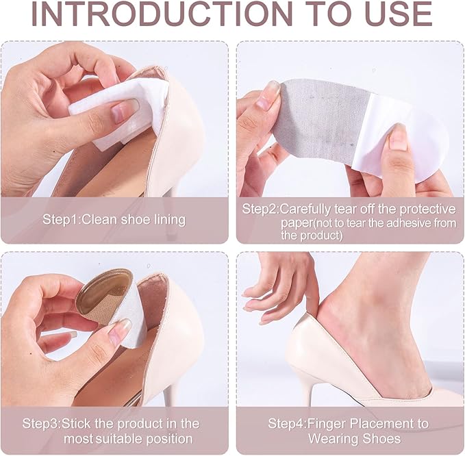 Heel Pads for Shoes:That are Too Big, Heel Cushion for Womens Shoes Soft High Heel Comfort Pads Heel Protectors for Loose Shoes, Stop Heel Pain, Heel Blisters(4 Pairs)
