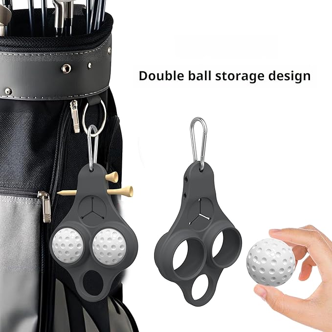 Stroke & Distance Silicone Golf Ball Holder – Golf Ball Caddy, Clip‑On Golf Bag Accessory for Balls, Tees, Keys & Towels, Durable Multi‑Use Organizer