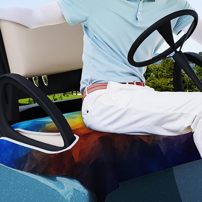 AQQA Golf Cart Seat Covers, Tropical Palm Leaf-Boho-Marble Microfiber Golf Cart Seat Blanket, Golf Blanket, Golf Accessories, Golf Cart Seat Towel Fits All 2-Seat Golf Carts, 55"x 32"
