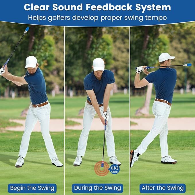 Tangkula Golf Swing Trainer, Click Stick Swing Training Aid for Speed, Flexibility, Balance, Tempo & Strength, Golf Swing Rhythm Correction with Click Sound, Weight Golf Warm-up Practice Tool