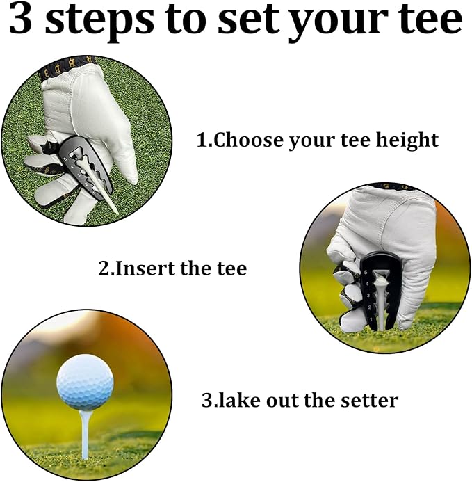 2 Pieces Precision Golf Tee Height Setter, Outdoor Adjustable Golf Tee Height Tool with 10 Pieces Tees, for Consistent and Precise Shots