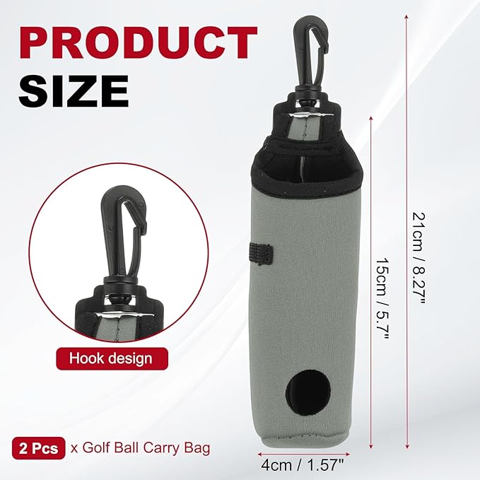 uxcell Golf Ball Carry Bag, Waist-Mounted Storage Bag Neoprene Golf Tee Holder Pouch with Lightweight Hook for Men and Women