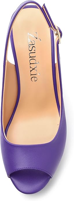 Womens Peep Toe Wedge Heels Matte Fashion Cork Slingback Pumps Platform Wedge Sandals 3.94 Inches