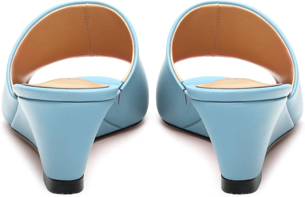 Wedge Sandals for Women Open Toe Wedge Heels Womens Matte High Heel Sandal Round Toe Heeled Wedge Sandals Slip on Casual shoes 2 inch