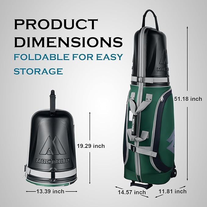 Golf Travel Bags for Airlines with Wheels & ABS Hard Case Top, Protect Your Clubs, Waterproof 1680D Oxford Fabric and Oversize Tank Wheels, Lightweight and Easy to Maneuver
