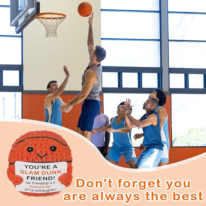 Handmade Crochet Basketball Decor,Funny & Sentimental Gift for Best Friends, Unique Birthday Present for Men and Women, Cute Gag Gift for Bestie or Coworker