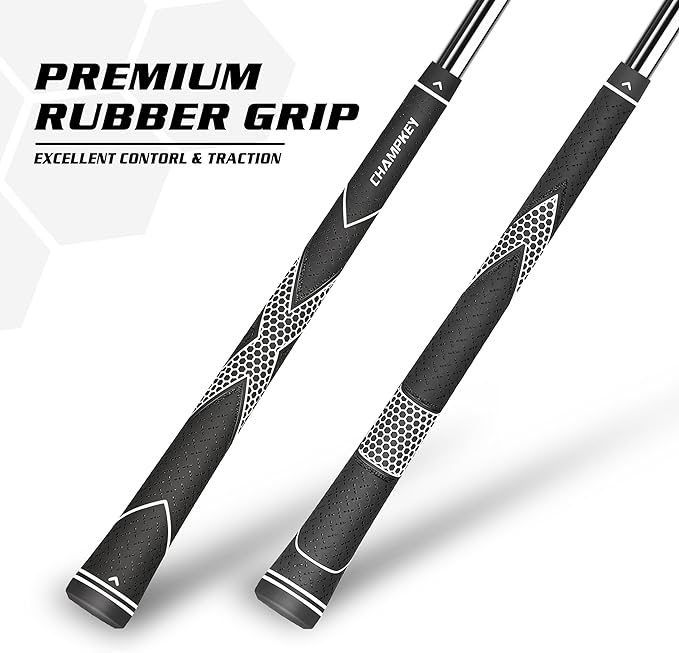 CHAMPKEY Premium Rubber Golf Grips 13 Pack | High Traction and Feedback Rubber Golf Club Grips | Choose Between 13 Grips with 15 Tapse and 13 Grips with All Kits