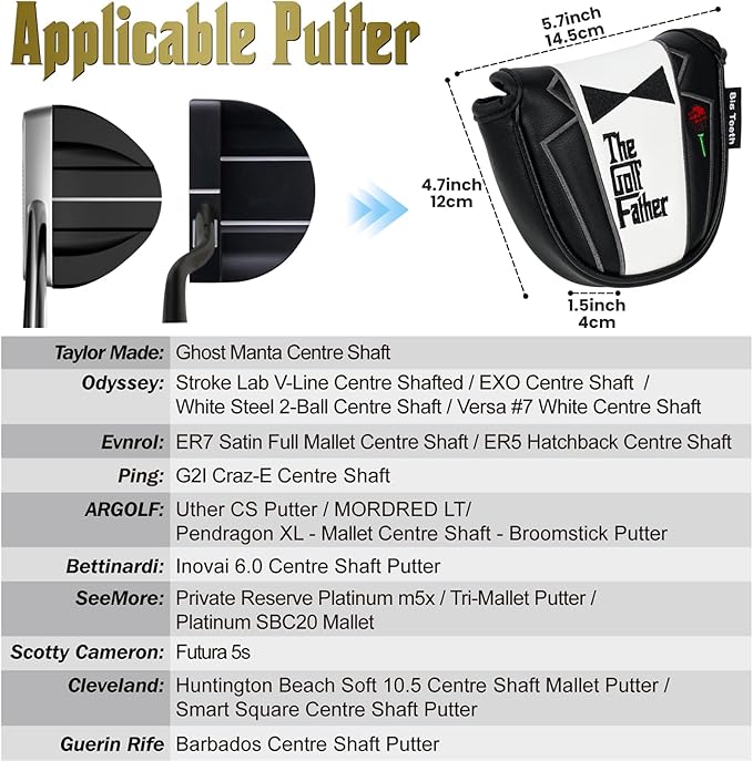 The Golf Father Golf Club Covers, Driver Fairway Hybrid Headcover, Funny Putter Cover Magnetic, Black & White Color Iron Covers,Golf Gifts for Men