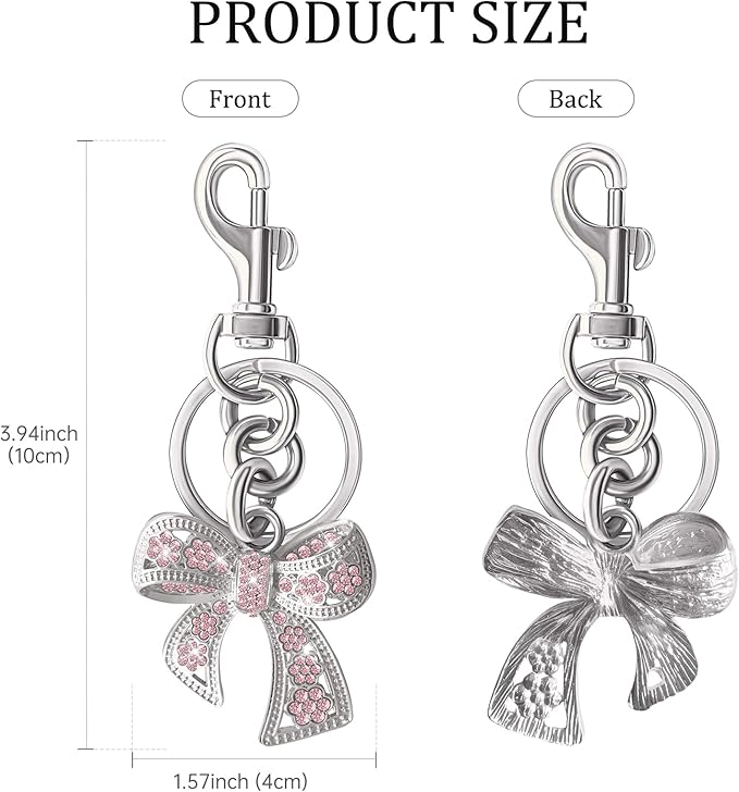 Sparkly Bow Bag Charm Rhinestone Bow Purse Charms Bows Keychain Women Bag Charm for Handbag