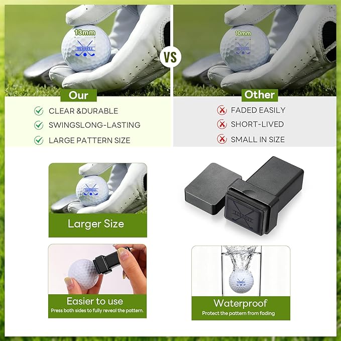 Custom Golf Ball Stamp Personalized Name Monogram Golf Ball Stamper Waterproof Golf Ball Marker Accessories Gifts for Men, Dad, Golfers