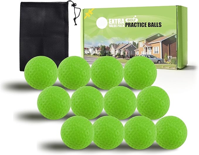 FINGER TEN Golf Practice Balls Foam Colored Value 12 24 50 Pack, Lightweight Golf Ball Limited Flight for Indoor Outdoor Driving Range Backyard Training Safe Practice Good Value