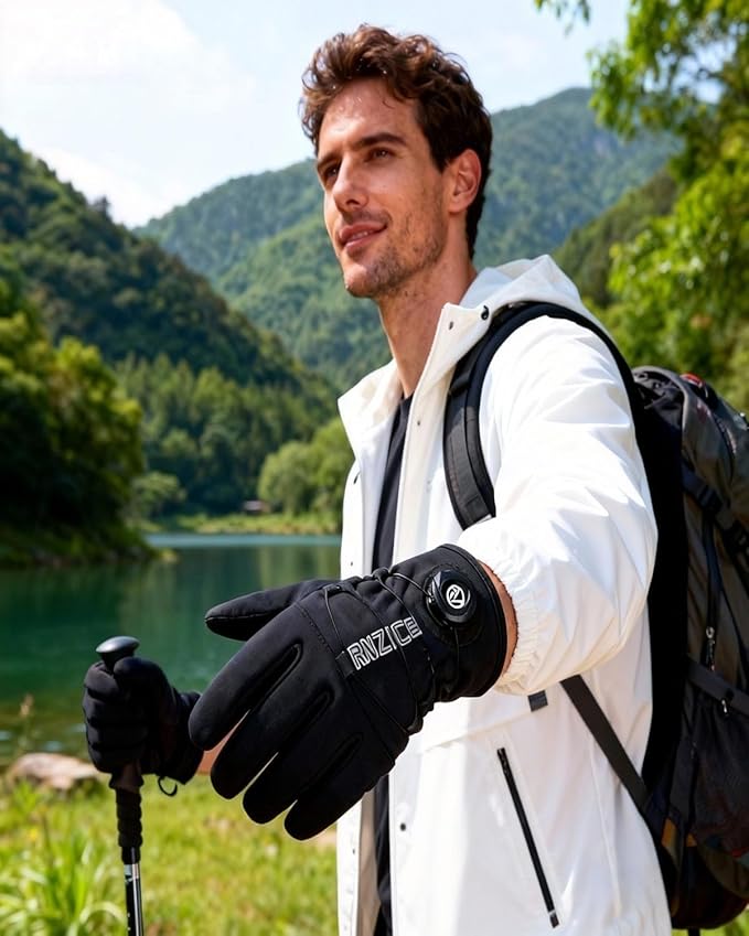 Men's Winter Gloves, Waterproof & Windproof -10°F Cycling Gloves for Women, Touch Screen Warm Gloves for Cycling Cold Weather, Driving Biking Running