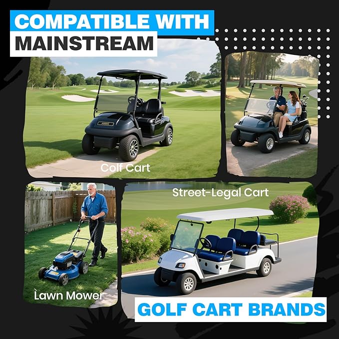 48V 105Ah Mini Lithium Golf Cart Battery, Built-in 200A BMS, with LCD Display & APP, 4000+ Cycles LiFePO4 Battery with 20A Lithium Charger, Max 10.24kW, Perfect for Golf Carts
