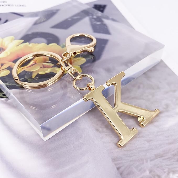 LAXPICOL Gold Letter A-Z Keychain for Women Bag Charms Purse Charms For Handbags Metal Alphabet Initial Letter Keychain