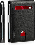 RUNBOX Money Clip Wallets for Men,Slim Leather Mens Bifold Wallet,RFID Blocking Front Pocket Wallet,Thin Credit Card Holder with Gift Box