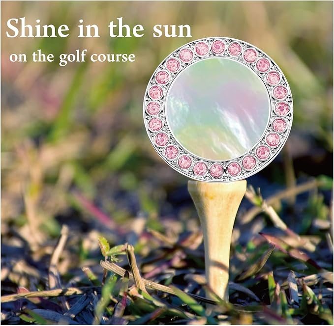 Golf Ball Marker Hat Clip with Pearl Crystal Ball Marker, Golf Accessories, Golf Gifts, Golf Ball Markers for Women