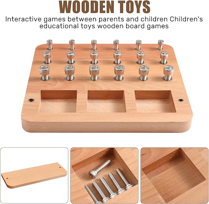 Wooden Peg board for Occupational Therapy with 3 Sizes of Pegs and Holes, Wood Pegboard for Finger Dexterity, Hands Therapy Peg Board to Improve Finger Motor Skills and Hand-Eye Coordination, 18 Holes