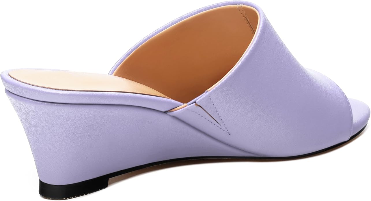 Wedge Sandals for Women Open Toe Wedge Heels Womens Matte High Heel Sandal Round Toe Heeled Wedge Sandals Slip on Casual shoes 2 inch