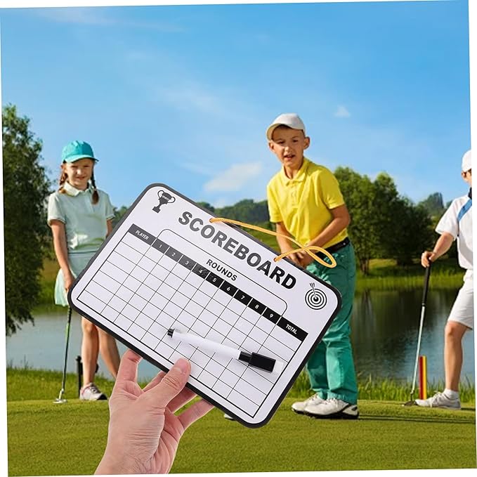1 Set Golf Scorecard 9.65x6.7in Portable Erasable Golf Scorecard Book Whiteboard Dry Erase Score Card Holder with Pen & Lanyard for Men Women Golfer Book