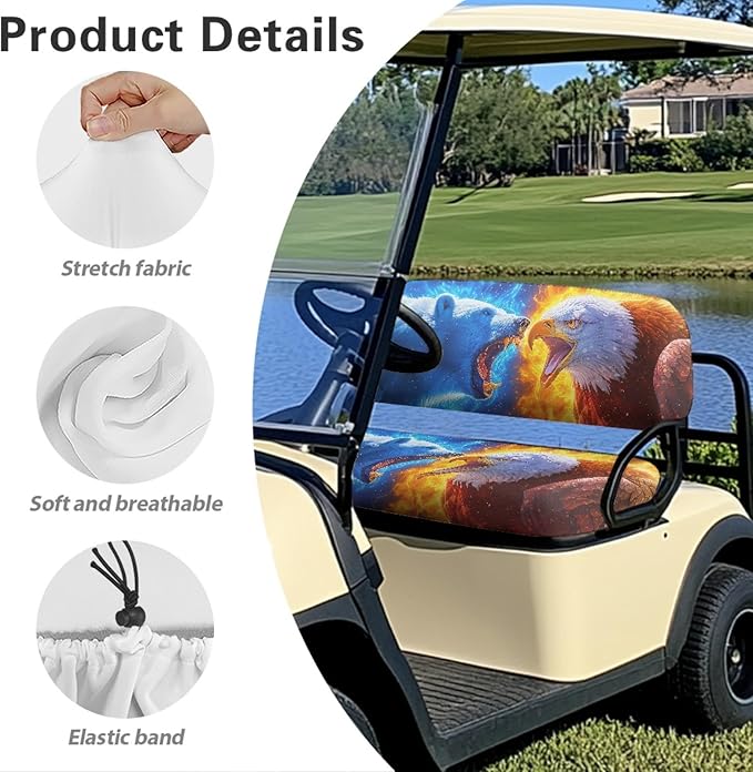 Fashion Print Golf Cart Seat Covers 2 Passenger Golf Cart Backrest Cover Golf Cart Seat Towel Gift for Friends