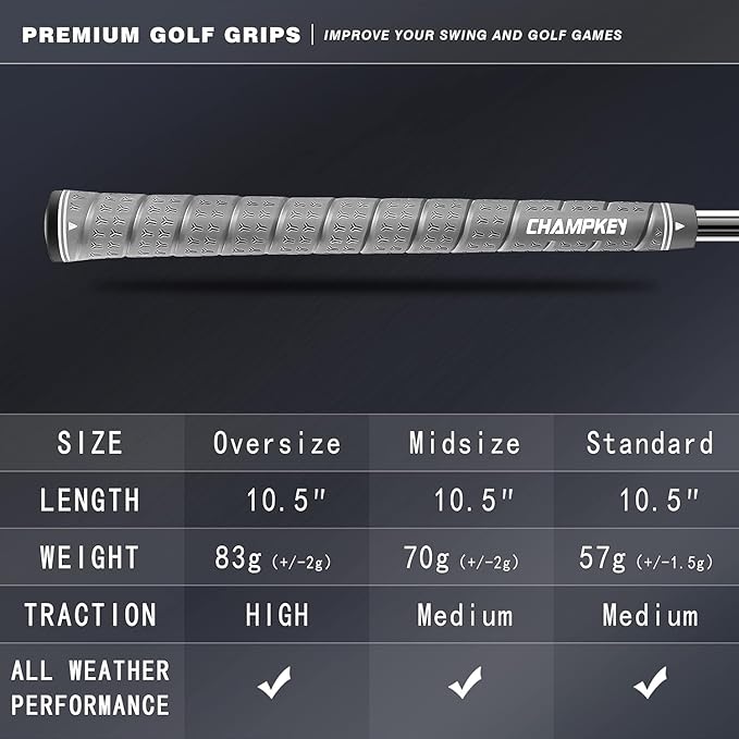 CHAMPKEY WRAP-Y Rubber Golf Grips 13 Pack Come with All Repair Kits - High Feedback and Traction Golf Club Grips