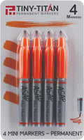 Tiny-Titan Mini Markers, Keychain Clip, Golf Ball Marker, Clip On Nurse's Badge - ORANGE Ink - Fine Point - 4 Pens