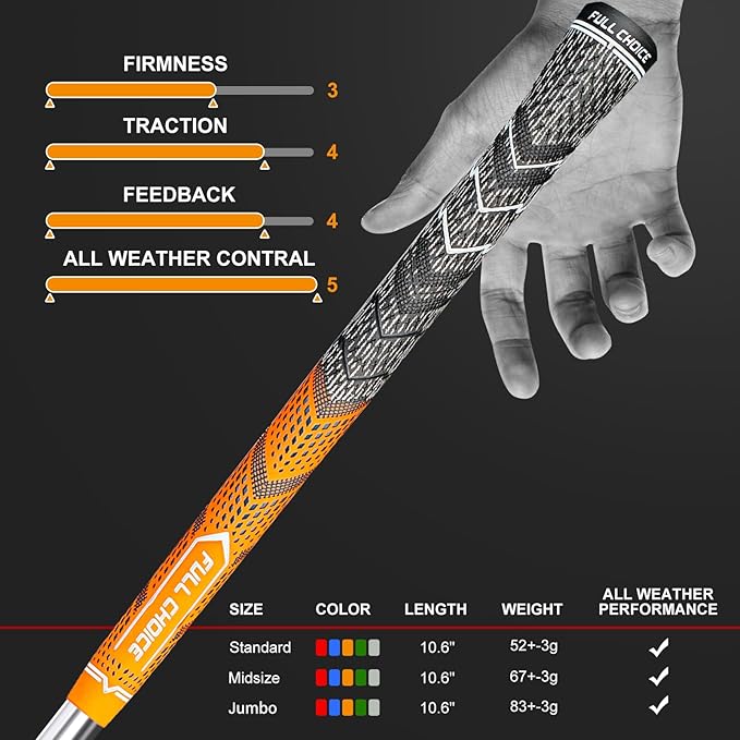 Cross Corded Golf Grips 13 Pack, Low Taper Design, Choose from 13 Grips or 13 Grips with All Kits, 3 Sizes 5 Colors Options, Multi-compound Hybrid Golf Club Grips, CG01 Series